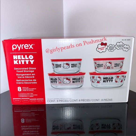 Pyrex Hello Kitty Containers 8 Piece Set NEW - Picture 4 of 9